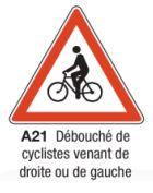 Signalisation de danger type A21 - Débouché de cyclistes - Plusieurs formats disponibles_0