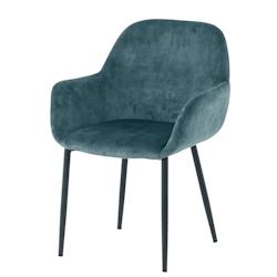SIT Möbel Ensemble de 2 fauteuils en velours | Accoudoirs évasés | Revêtement en velours bleu | Pieds en métal noir | L 48 x P 57 x H 84 cm - mul_0