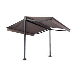 Store double pente Mabay 3,02x2x1,50 M Intersun Manuel (Manuelle - Gris anthracite structuré RAL7016ST - Taupe 300g/m²) - marron aluminium 366261801_0