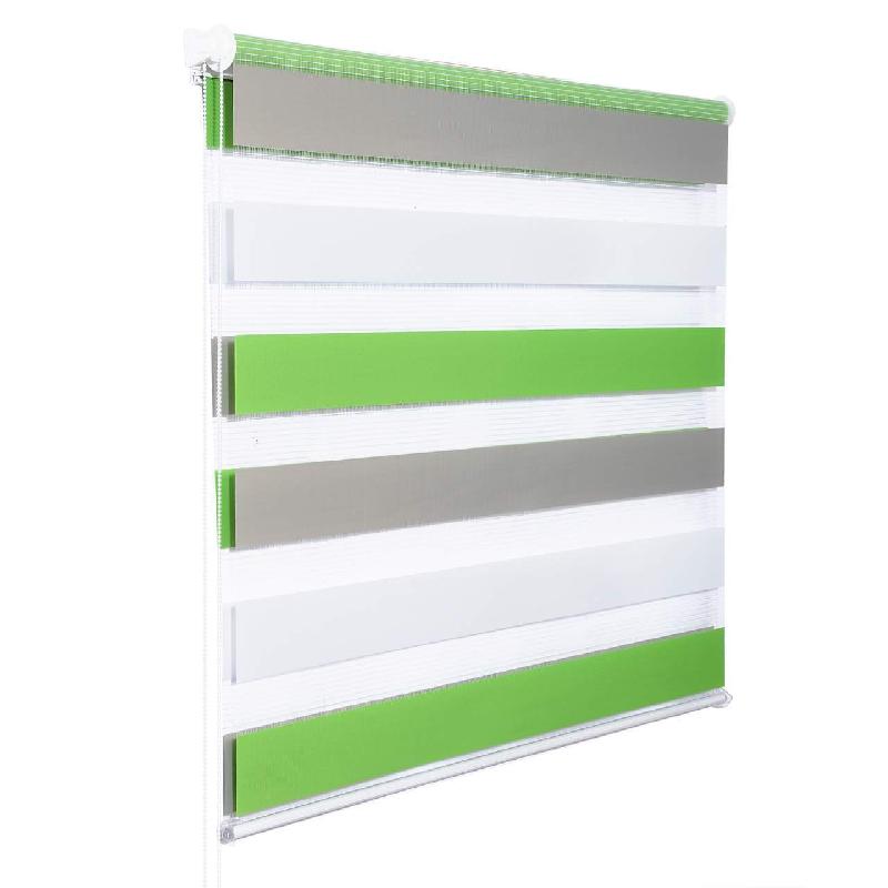 STORE ENROULEUR ZEBRA DAY AND NIGHT ROULEAU DOUBLE COUCHE 45X150 CM BLANC VERT GRIS 19_0000858_0