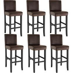 TecTake GmbH tectake Tabouret de bar en cuir synthétique  marron - 406303 - marron Bois massif 406303_0