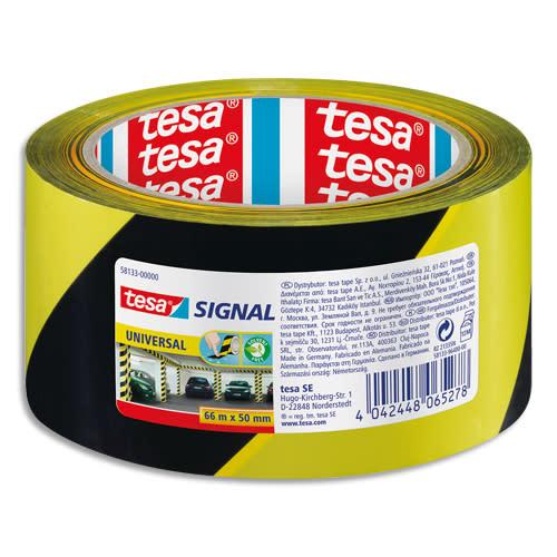 Tesa ruban adhésif signal universal noir et jaune - polypropylène, 52 microns, 66 m x 50 mm pour marquage au sol_0
