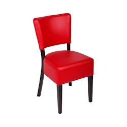Venise - chaise structure hêtre wengé assise et dossier tapissés coloris cerise - rouge matière synthétique 3661365151430_0