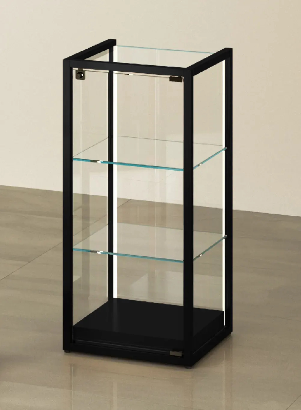 Vitrine TM/45BVA - Noir muséo - Vitrine d'exposition en verre avec étagères réglables et éclairage LED_0