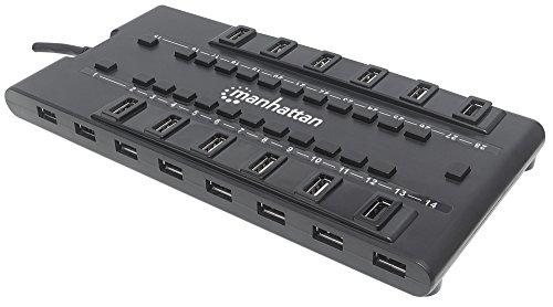 MANHATTAN MondoHub II - Hub USB avec 28 ports (USB 2.0 et USB 3.0) - 5000 Mbit/s - Noir - Réf. 163606_0