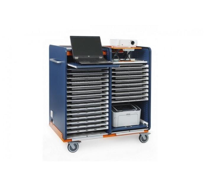 Armoire de rangement Midbox pour classe mobile - 16 PC portables + 1 PC enseignant - avec emplacement pour imprimante et vidéoprojecteur_0