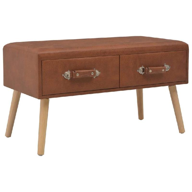 BANQUETTE POUF TABOURET MEUBLE BANC AVEC TIROIRS 80 CM MARRON SYNTHÉTIQUE 3002131_0