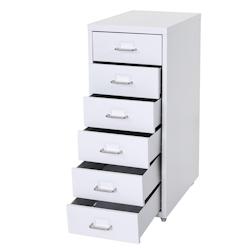 Décoshop26 - Caisson à tiroirs rangement bureau sur roulettes 69x28x41cm 6 tiroirs en acier blanc 04_0004357 - blanc 3000448532696_0