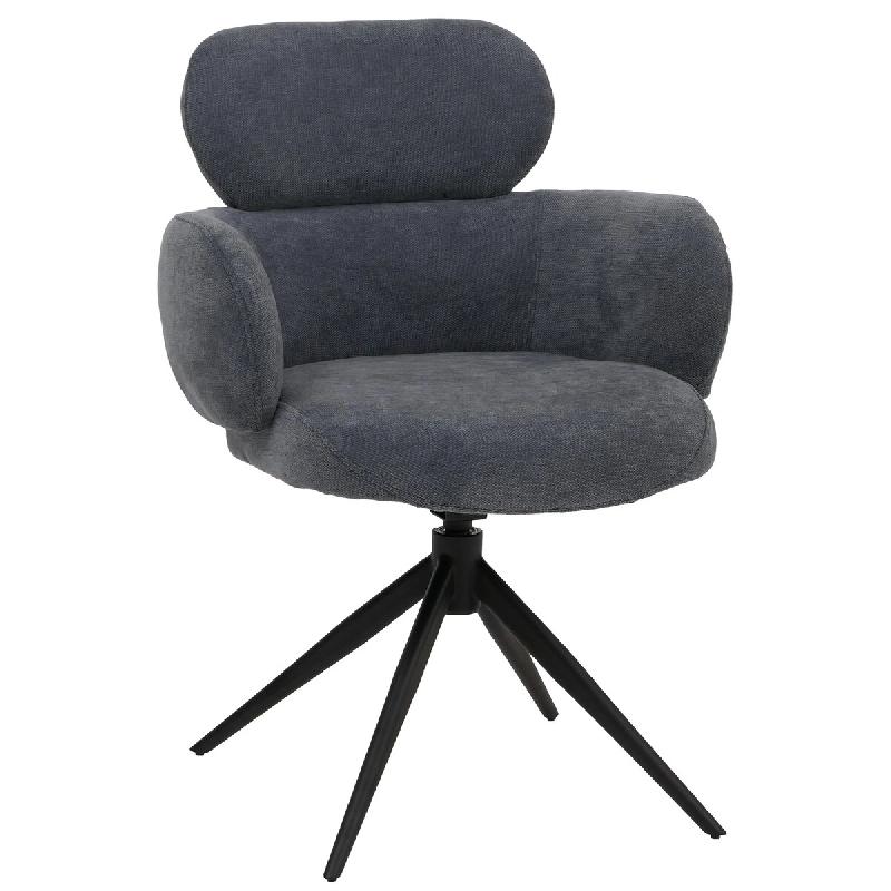 Décoshop26 - Chaise de salle à manger design contemporain pivotante avec fonction Auto-Return en tissu chenille bleu-gris 04_0009365 - bleu 30002674_0