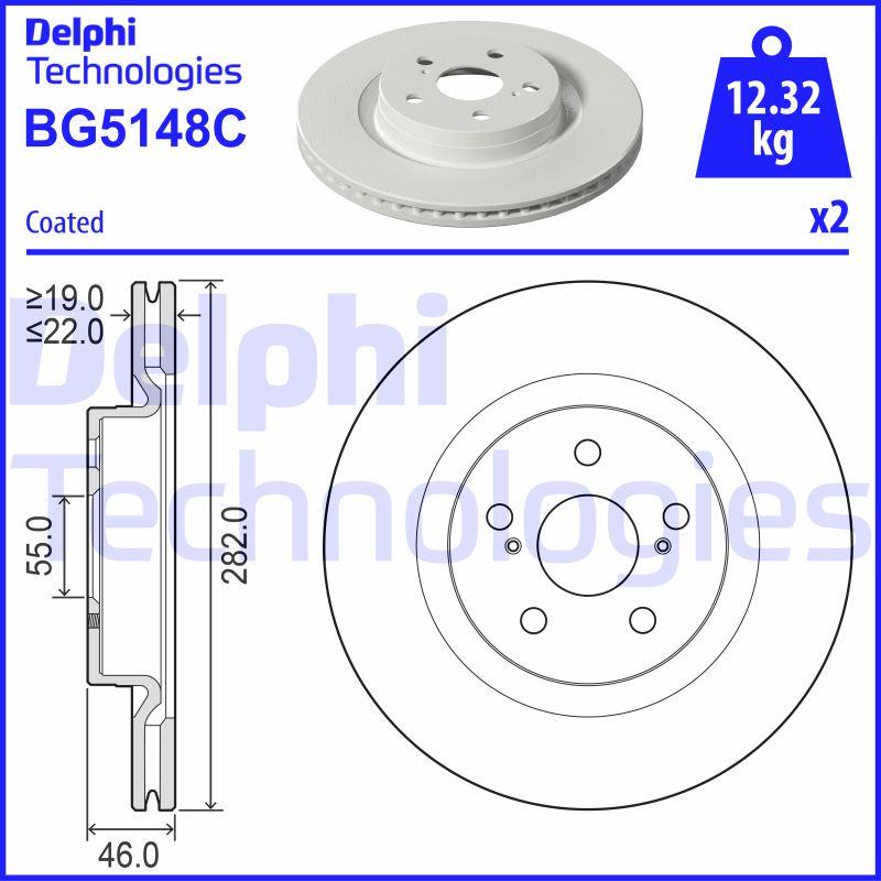 Disque de frein Delphi BG5148C - ventilé - boîte de 2 disques - montage avant_0