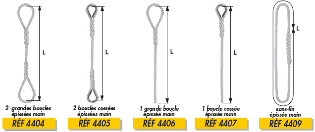 Élingue - cordage polypropylène epissee main ref 4404 à 4409_0