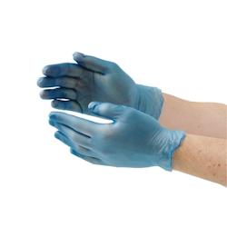 Gants alimentaires en vinyle non poudrés Hygiplas bleus S (Lot de 100) - UNCF403-S_0