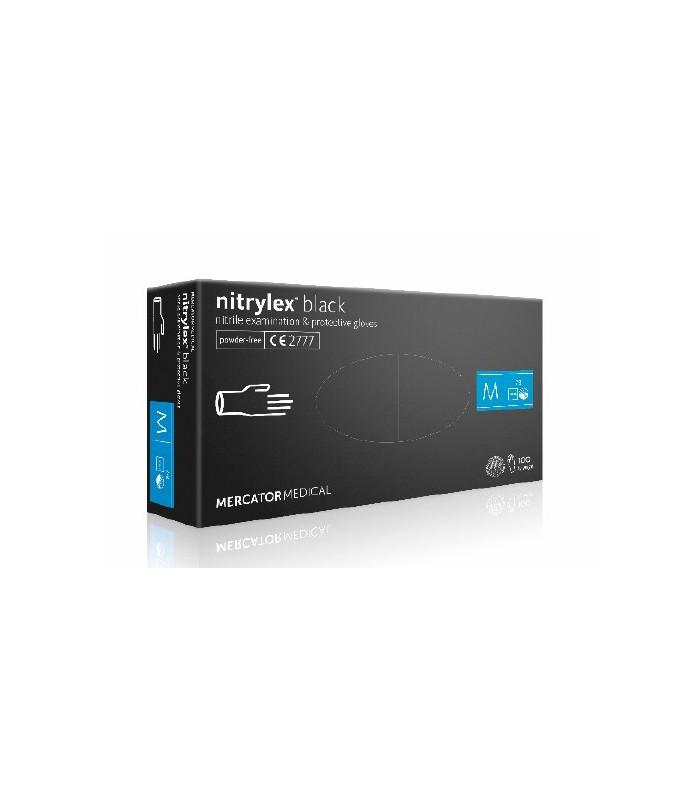 Gants nitrile noir Nitrylex - non poudrés - taille S (6/7) - boîte de 100 - Mercator Medical_0