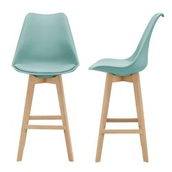 Helloshop26 - Lot de 2 tabourets de bar siège avec dossier et repose pied 105 cm vert 03_0002780 - 3000334799783_0