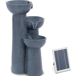 Hillvert - Hillvert HT-SF-108 Fontaine Solaire de Jardin 3 Couches Sur Colonne - Éclairage LED, Batterie Lithium, 5m Câble, Polyrésine - 4062859177575_0