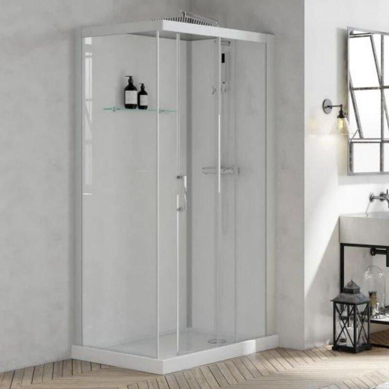 KINEDO CABINE DE DOUCHE BROOKLYN PROFILÉS GRIS CLAIR PORTE COULISS