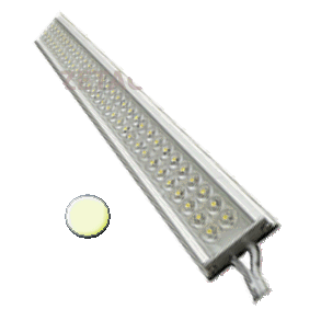 Réglette LED aluminium 144 LEDs blanc chaud - Réf ZBA 144-50BC - Double rangée - 440 lm - IP67 - 12V DC - Lg 50 cm_0