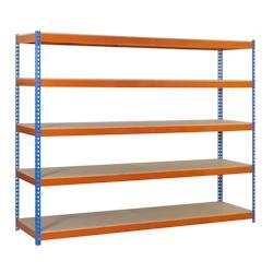 SimonRack Simonforte Chipboard 5 plateaux de 400 kgs par plateau couleur BLEU/ORANGE/BOIS 2000x2400x600 mm (haut x largeur x profondeur) - orange mét_0
