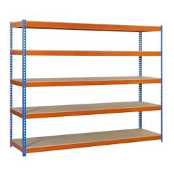 SimonRack Simonforte Chipboard 5 plateaux de 400 kgs par plateau couleur BLEU/ORANGE/BOIS 2000x2400x600 mm (haut x largeur x profondeur) - 84351049459_0