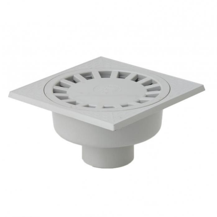 SIPHON DE COUR À EMBOITURE EXTÉRIEURE VERTICALE PVC GRIS