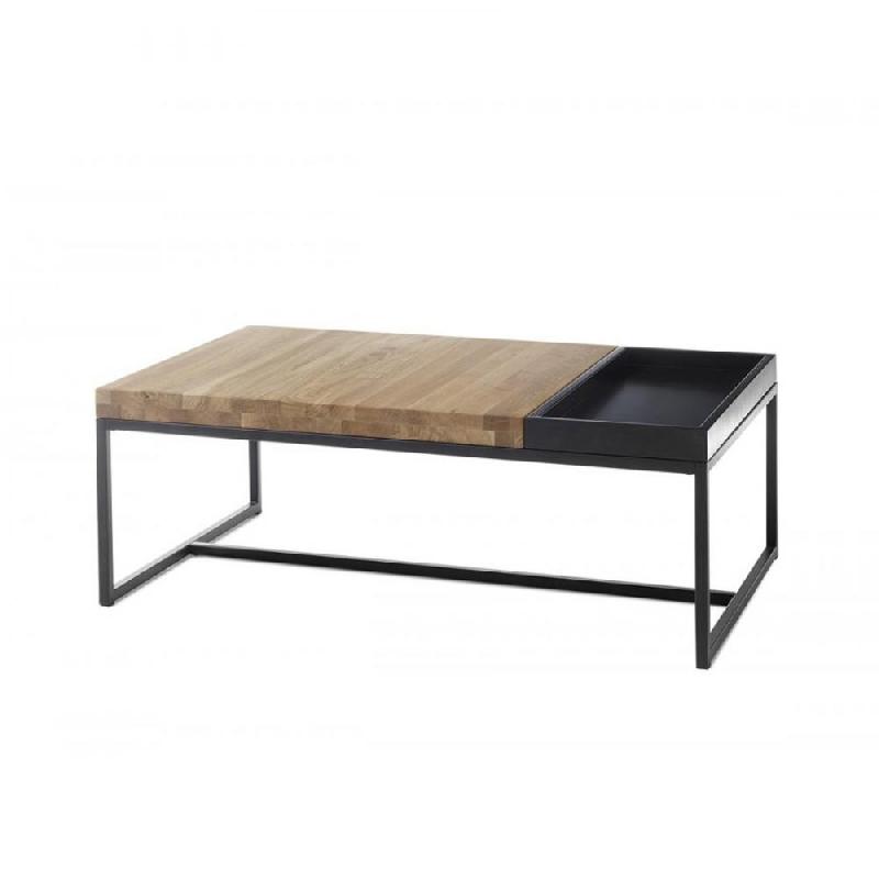 TABLE BASSE LUCON 107 X 65 CM BOIS ACIER PLATEAU_0