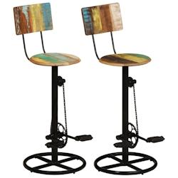 VidaXL Tabourets De Bar Lot De 2 Bois De Récupération Massif - multicolore 338219_0
