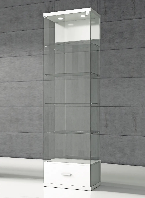 Vitrine transparente en verre VE60CVA - 60x40x210 cm - 4 tablettes réglables - Éclairage LED intégré_0