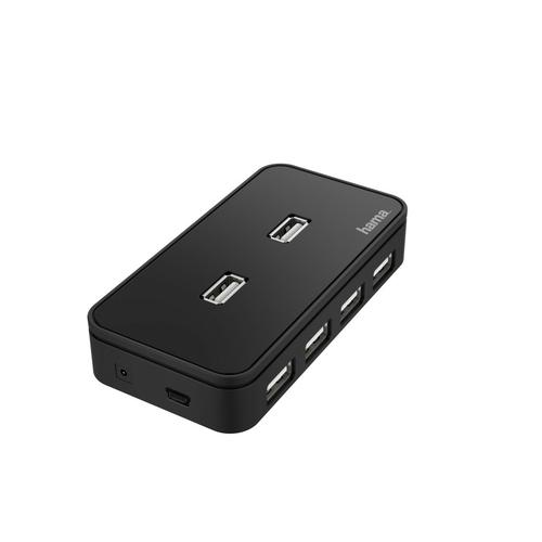Hama 7 ports - Hub USB 2.0 noir - Réf. 00200123 - Taux de transfert 480 Mbit/s - Câble 1,1 m_0