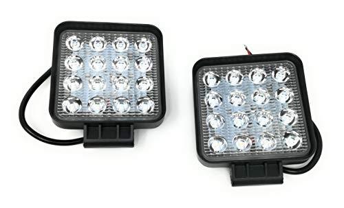 2 x 48 W - Spot LED carré - Phares de travail 16 LED - Étanche IP67 - 6000-7500K - Pour voiture et véhicules industriels_0
