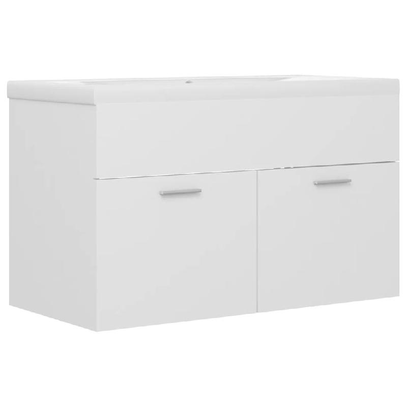 ARMOIRE D\'ÉVIER AVEC LAVABO INTÉGRÉ 80 X 38,5 X 46 CM BLANC AGGLOMÉRÉ 02_0006428_0