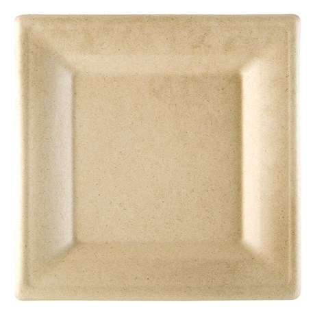 ASSIETTE CARRÉE BIONIC 20 CM CELLULOSE NATUREL (VENDU PAR 500)