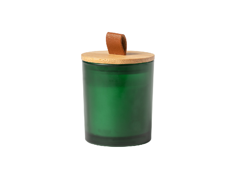 Bougie parfumée jasmin - cire végétale - pot en verre dépoli avec couvercle en bambou - 325g_0
