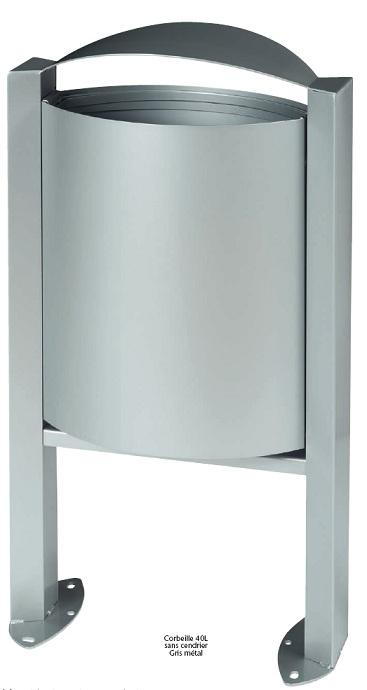 CORBEILLE EN ACIER AVEC OU SANS CENDRIER SUR PIED 3L / 40 L_0