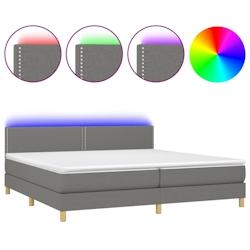 Décoshop26 - Cadre de lit LED avec sommier, tête de lit réglable et matelas 200x200 cm - tissu gris foncé_0