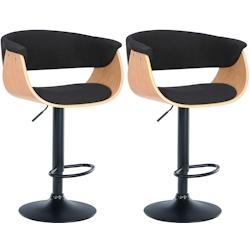 Décoshop26 - Lot de 2 tabourets de bar chic et confortable en bois clair tissu et métal noir TDB10720 - noir 3002479932698_0