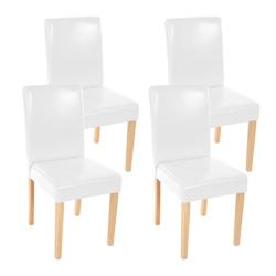 Décoshop26 - Lot de 4 chaises de salle à manger cuisine en cuir blanc pieds en bois clair design moderne 04_0000555 - blanc 3000047832692_0