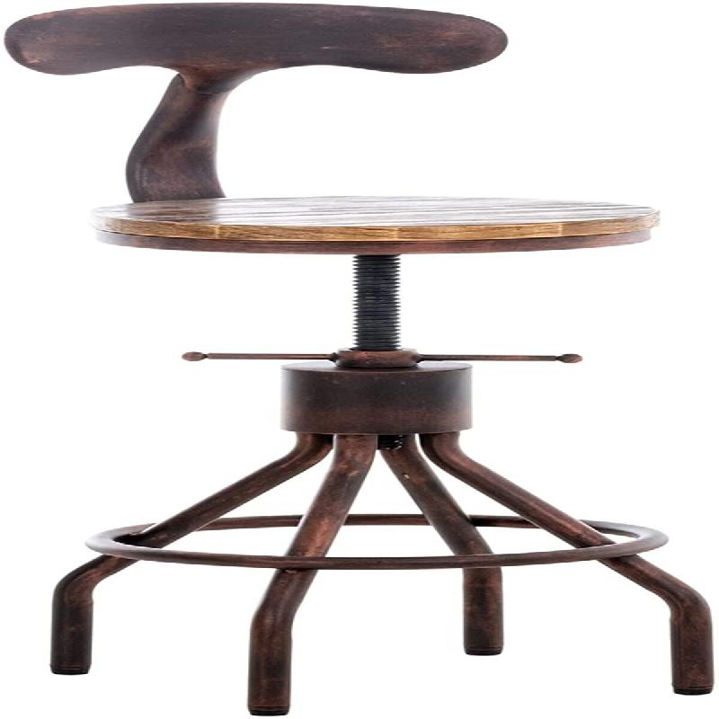 Décoshop26 - Tabouret de bar chaise haute de comptoir avec dossier design industriel vintage métal bronze et bois TDB10320 - métal 3000509069604_0