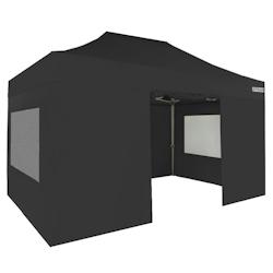 FRANCE BARNUMS Tente pliante PRO 3x4,5m pack fenêtres - 4 murs - ALU 55mm/PVC 580g Norme M2 - noir - FRANCE-BARNUMS - noir aluminium 234F_0