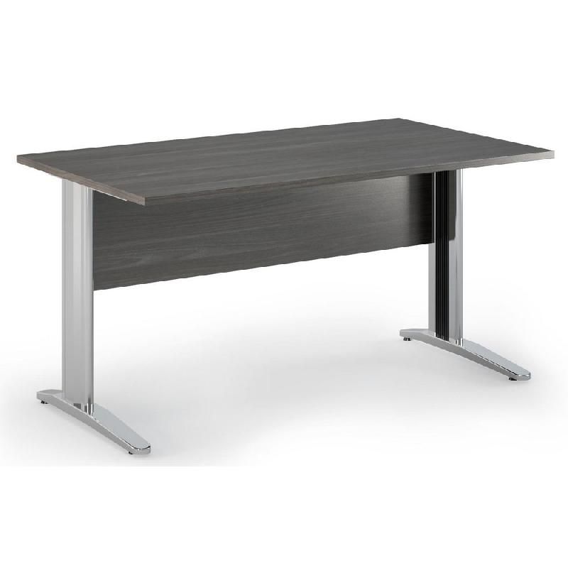 PACK PRONTO TENDANCE : 1 BUREAU COMPACT RETOUR À DROITE CENDRE PIEDS ALUMINIUM + 1 CAISSON HAUTEUR BUREAU PROF. 60 CM