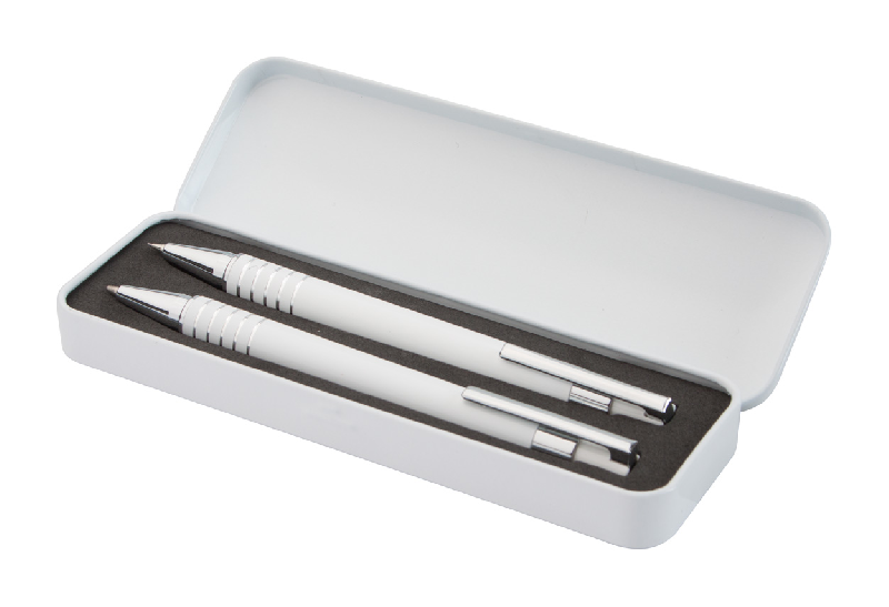 Parure écriture métal - Stylo à bille et porte-mines en aluminium - avec boîte en métal_0