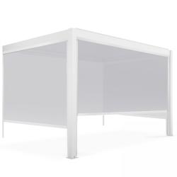 Oviala Business Pergola bioclimatique adossée blanche 3x4m et 3 stores - blanc aluminium 109352_0