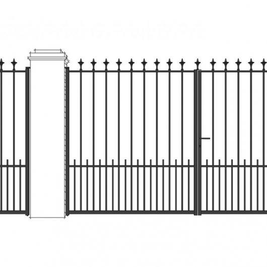 Portail - portillon droit Majorque avec soubassement barreaux, fer de lance, ossature tube 35x35_0