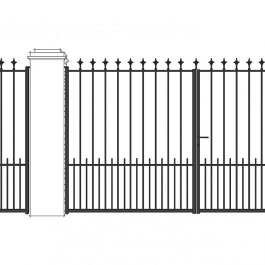 Portail - portillon droit majorque soubassement barreaux, fer de lance_0