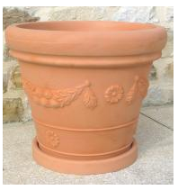 Pot de fleur festonné - 4 tailles disponibles avec soucoupes et dimensions détaillées_0