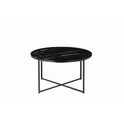 SalesFever Table basse  80 cm | Plaque de verre revêtue d'une feuille d'aluminium aspect marbre | Cadre en métal | L 80 x P 80 x H 45 cm | noir - no_0