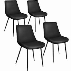 Tectake Lot 4 chaises assise ergonomique rembourrée aspect velours noir - 404936 - noir polyester 404936_0