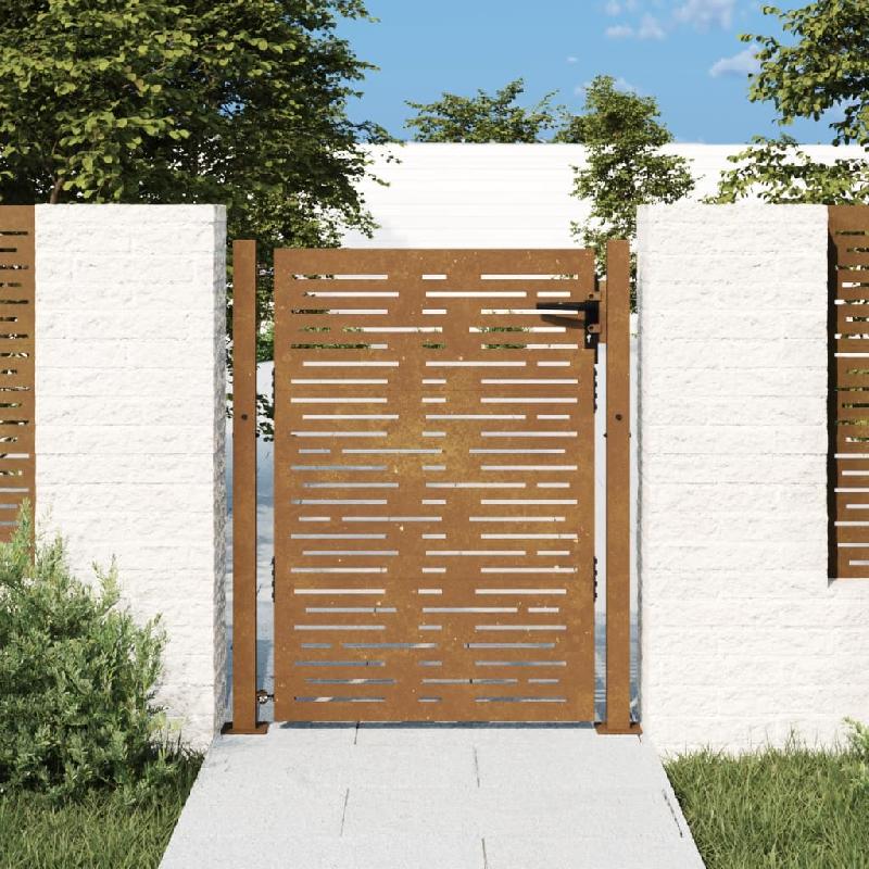 Vidaxl portail de jardin 105x155 cm acier corten conception de carré 153253_0
