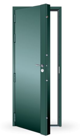 Accord Plus 1 vantail - porte blindée professionnelle - Blindages de France - acier 20/10ème électrozingué - 4 paumelles soudées 140 mm à billes_0