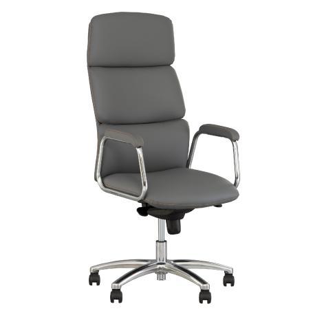 California - Fauteuil de direction ergonomique synchrone en eco cuir gris avec dossier haut et accoudoirs design_0