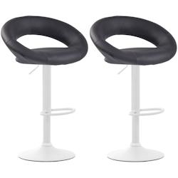 CLP Lot de 2 Tabourets de bar Olinda en similicuir hauteur réglable et siège pivotant Gris/Blanc - gris polyester 320288_0